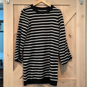 Madewell Button Sleeve Sweater Dress in Stripe